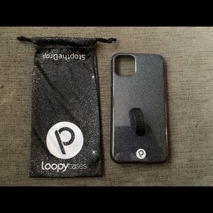 Black glitter loopy case